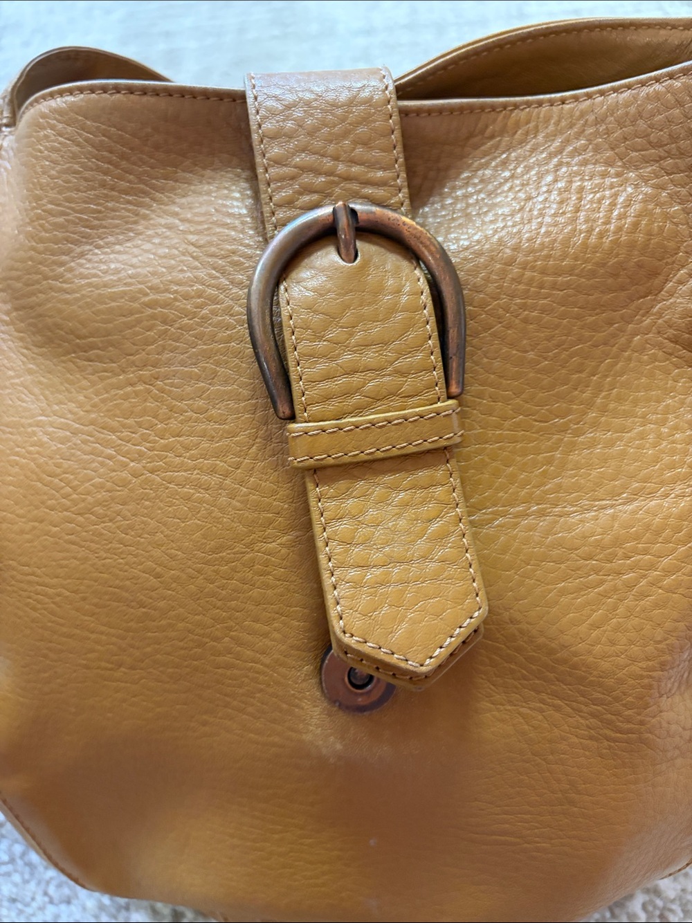 Vintage Couture Line Donald Pliner Camel Leather Shoulder Bag Made in Italy - Picture 4 of 6